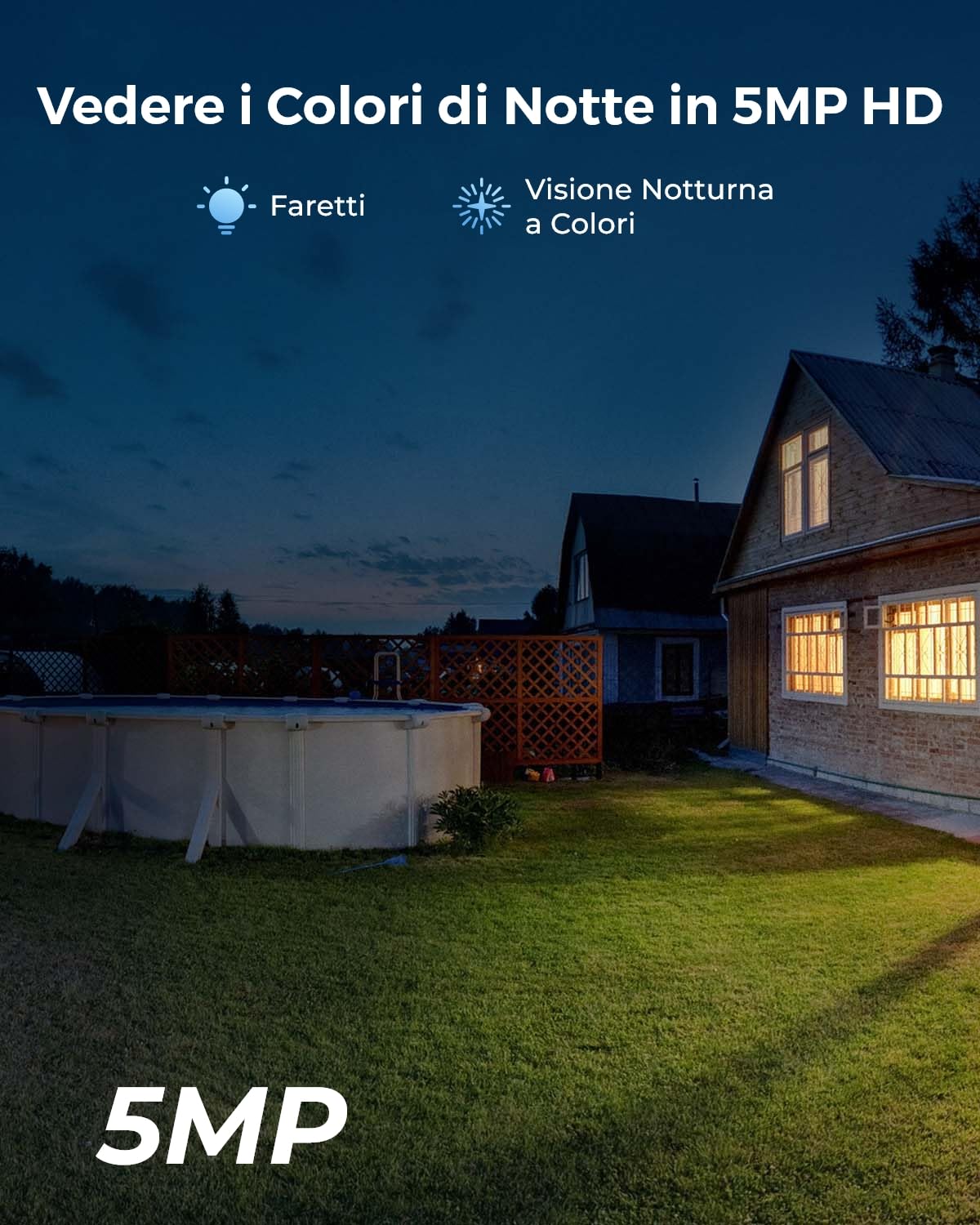 Reolink 2K 5MP Telecamera WiFi da Esterno Senza Fili con Pannello Solare | Batteria, Visione Notturna a Color, Rilevamento di Persona/Veicolo/Animali, 2,4/5GHz Wi-Fi, Audio Bidirezionale, Argus 3 Pro