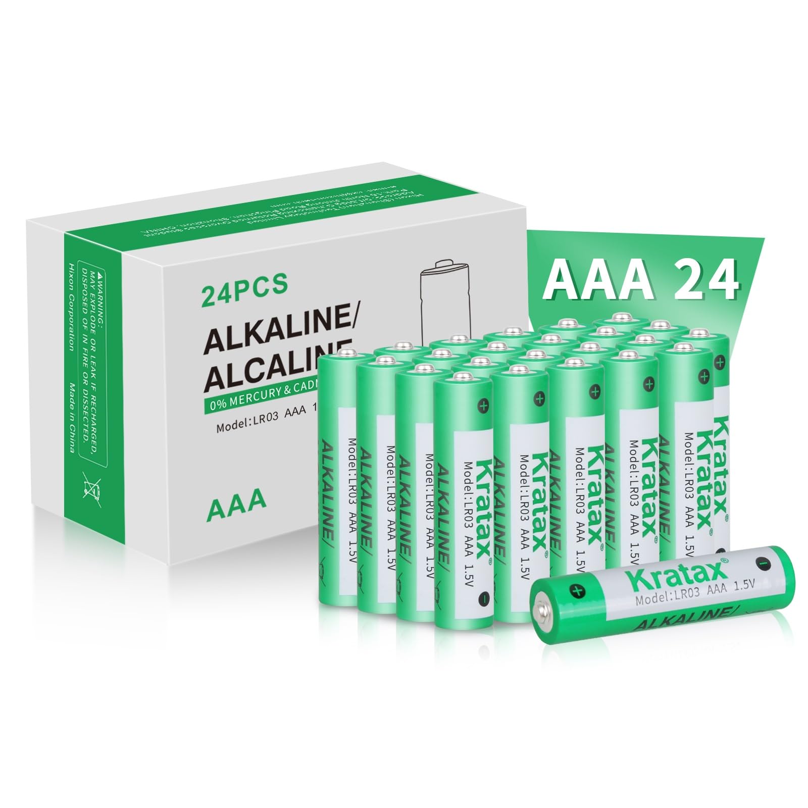 Amazon | 単4アルカリ電池、1パック24セル、長期電源、耐久性、漏れ