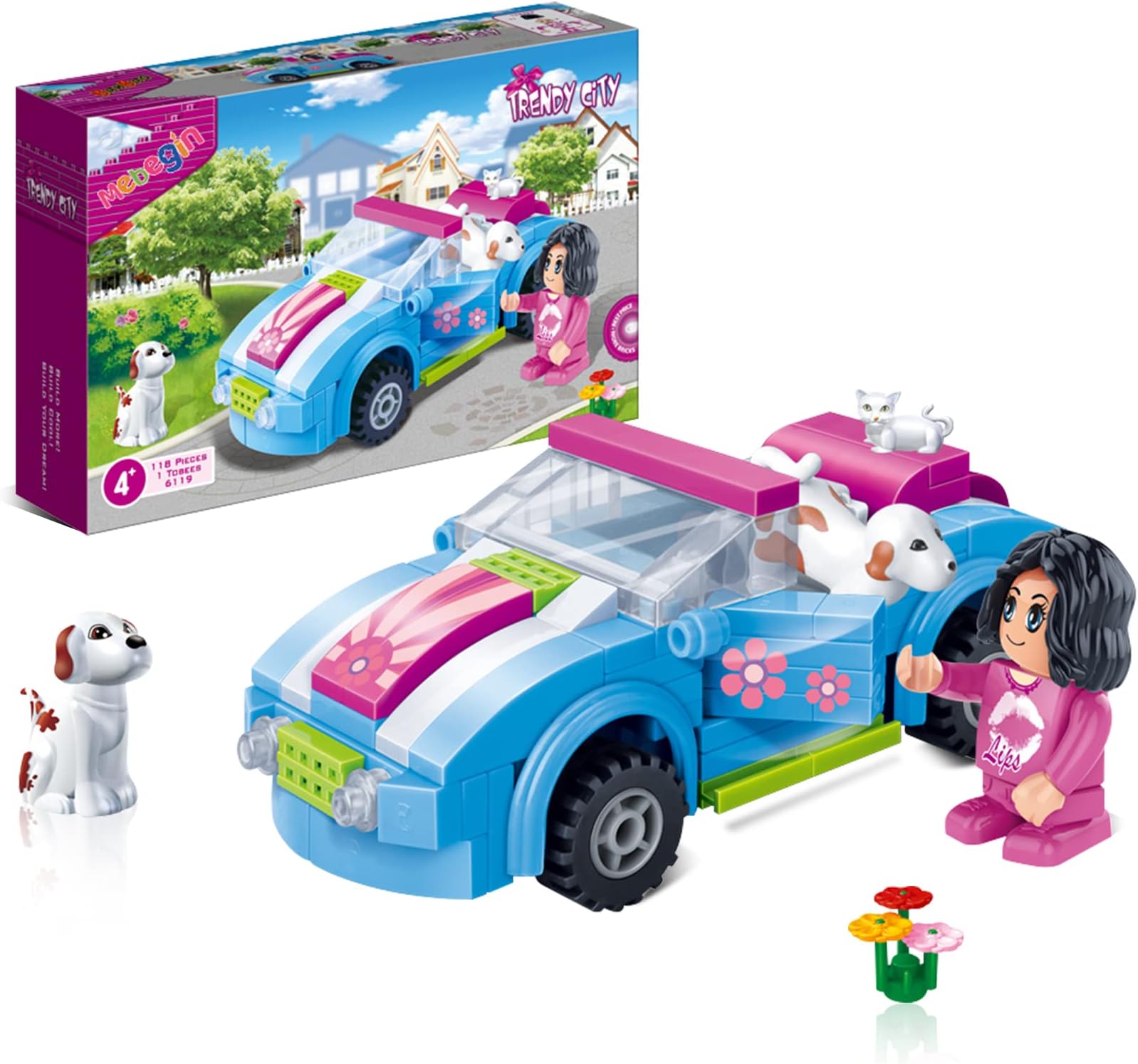 MEBEGIN Building Blocks Set For Kids Girls, Trendy City Build House Toy ,113 Pieces