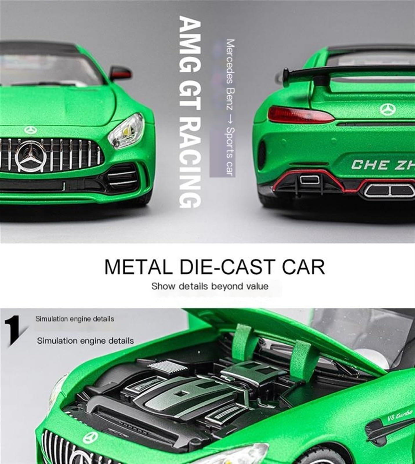 貿易保証 1/18 メルセデスAMG GT R ダイキャスト ライト音声付 新品 