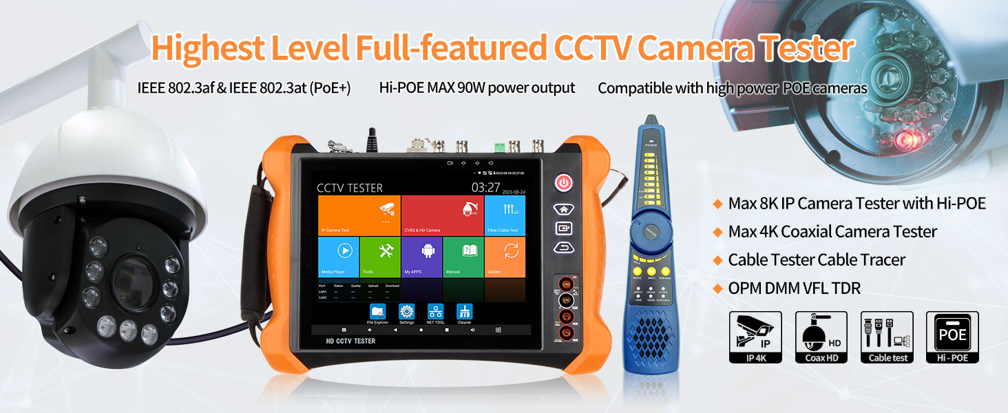 Testeur Caméra CCTV Rsrteng 8K IPC 4K AHD CVI TVI - Modèle H12-ADHS - Neuf