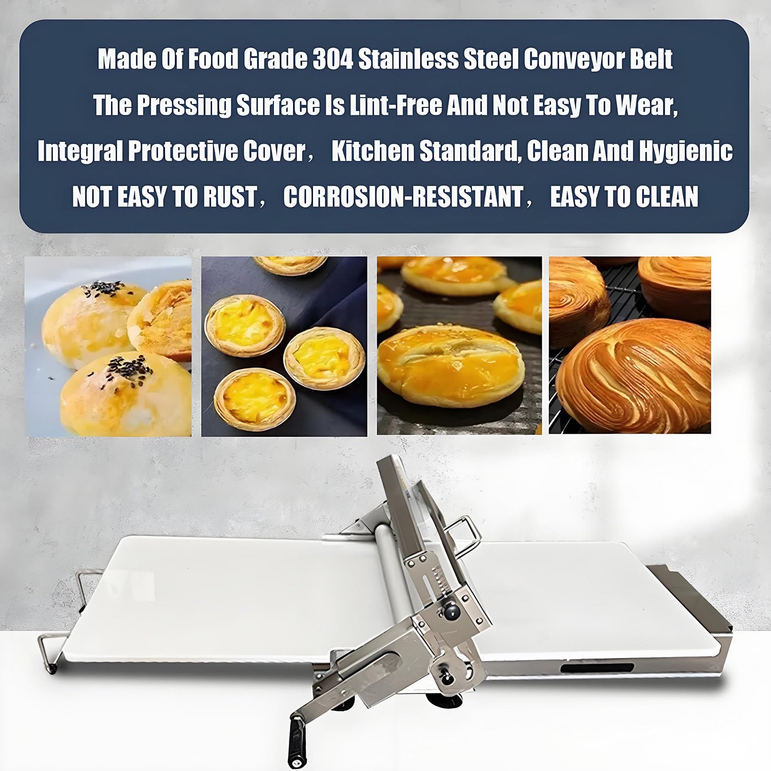 Sfogliatrice manuale per impasto, rullo pieghevole compatto in acciaio inox, spessore regolabile per cottura, attrezzatura da cucina, cottura domestica, grado professionale