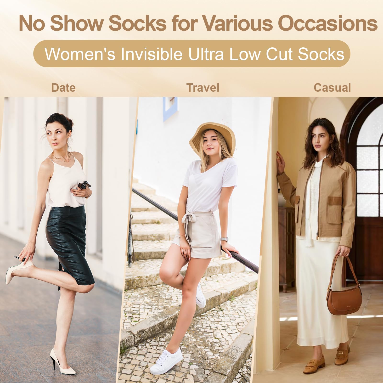 6 pares de calcetines invisibles para mujer, de corte ultra bajo, de nailon, delgados, para pies planos invisibles, antideslizantes