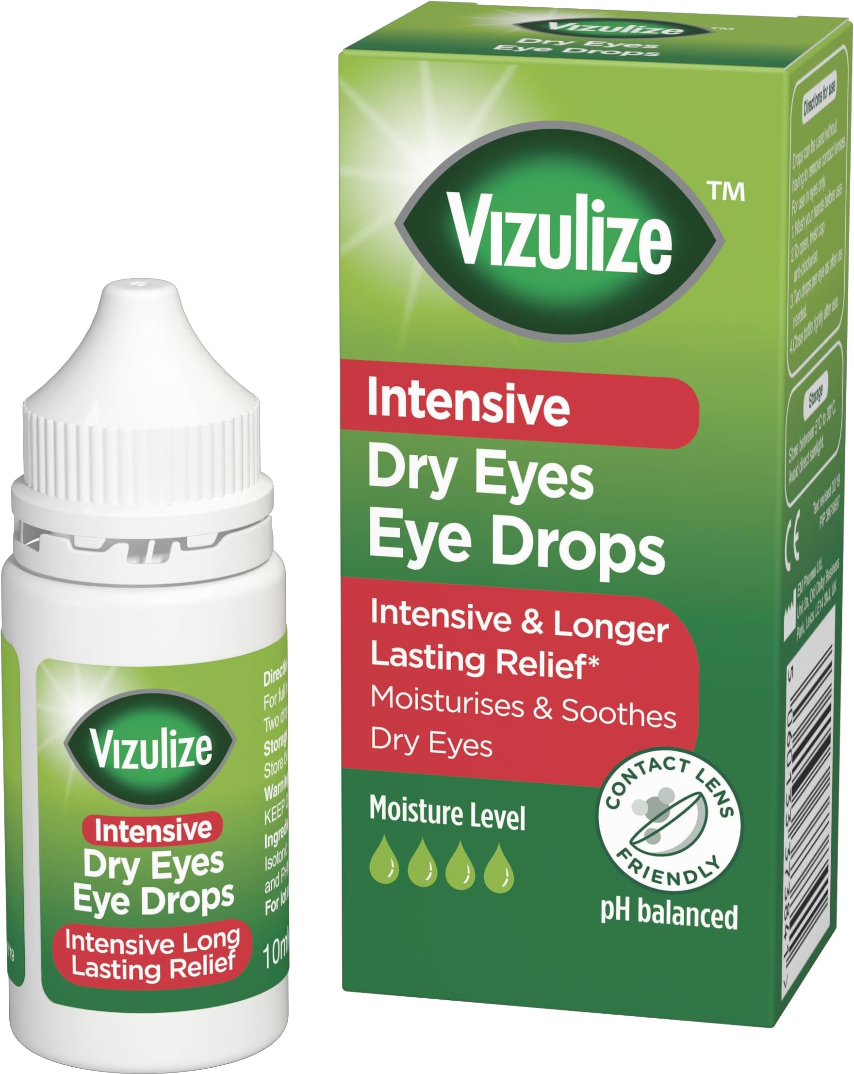 Vizulize Intensive Dry Eye Drop 10ml - Intensive & Longer Lasting Relief, Moisturises & Soothes Dry Eyes