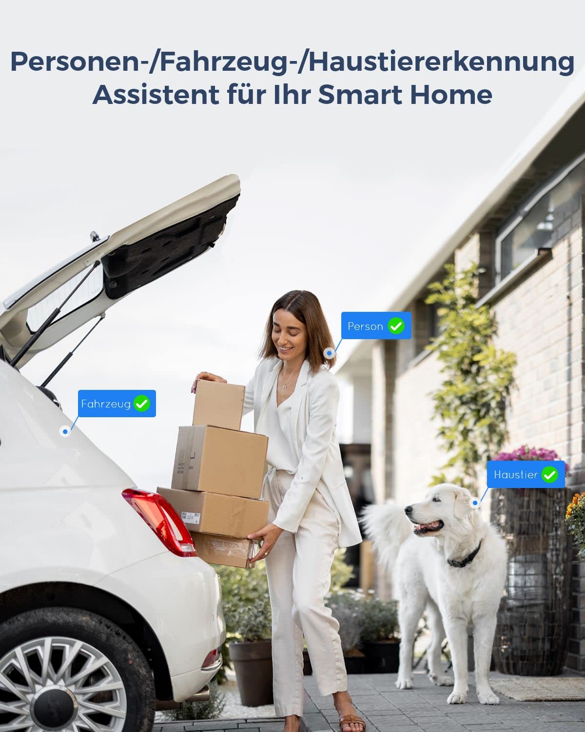 Reolink 4K Smarte PoE IP Kamera Outdoor mit Personen-/Autoerkennung, 5X optischer Zoom Überwachungskamera Aussen, Spotlight, Farbige Nachtsicht, Zwei-Wege-Audio, microSD Kartensteckplatz, RLC-811A