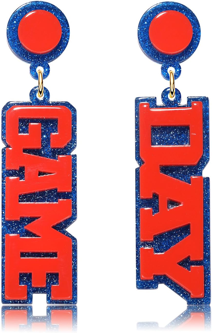 Game Day Earrings for Women, Acrylic Football Earrings Game Day Accessories Team Sports Fan Earrings Football Team Gifts