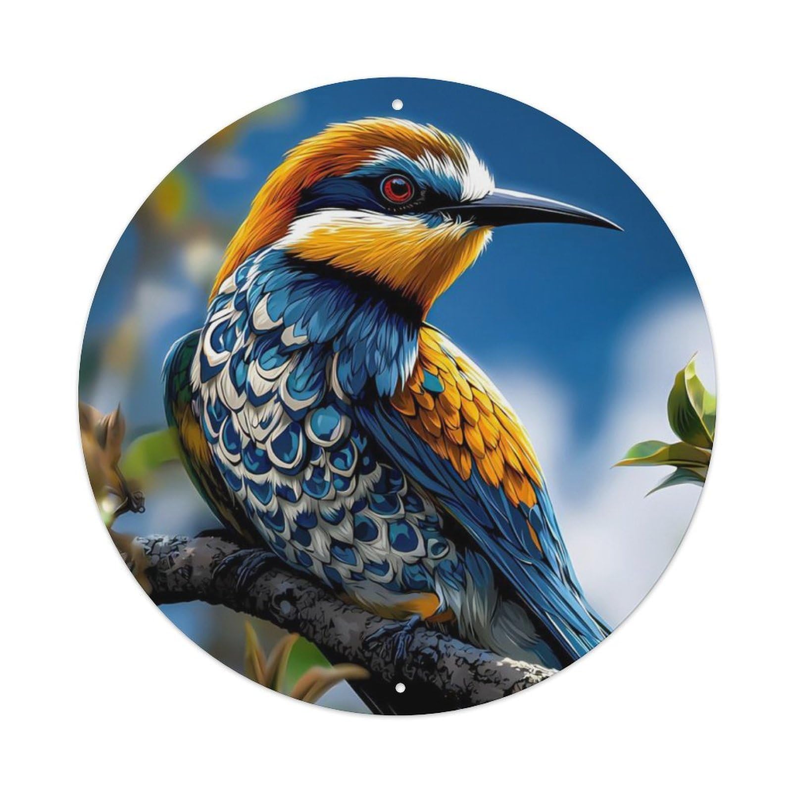 Animal Bee-eater Bird Wildlife Bird Drawing Vintage Metal Tin Sign Plaque Wall Decor for Cafe, Club Bar, Office, Garden Metal Poster 8x8Inch
