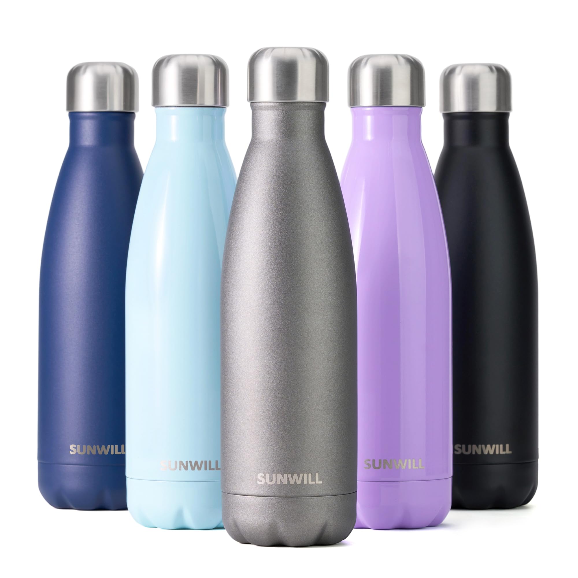 Metal Water Bottle Stainless Steel 500ml, Insulated Reusable Thermal Flask for Cold and Hot Drink, Travel, Sports, Gym