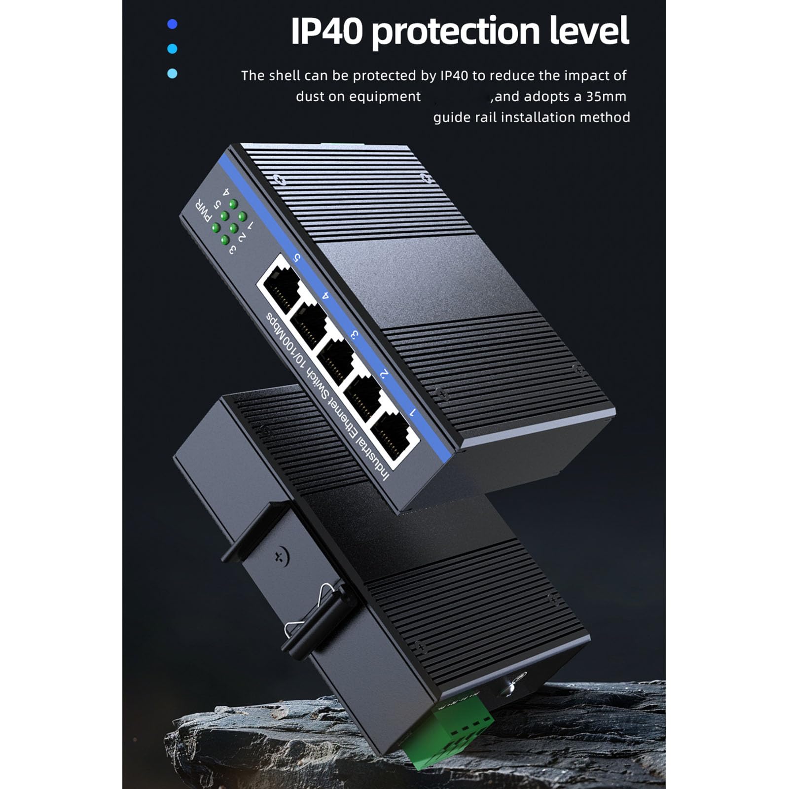 Duty - Conmutador Gigabit Ethernet de 8 puertos, carcasa de metal, accesorios de red industriales