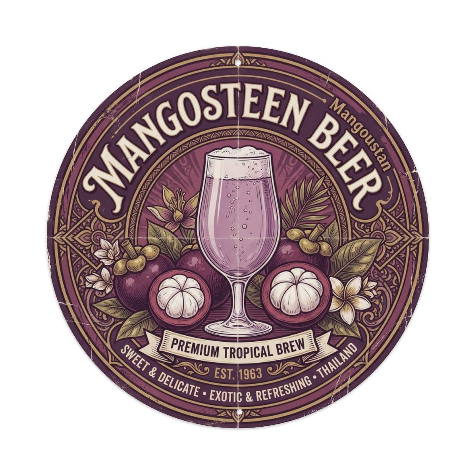 Heritage Mangosteen Beer Pub Culture Barrel Cellar Metal Tin Sign