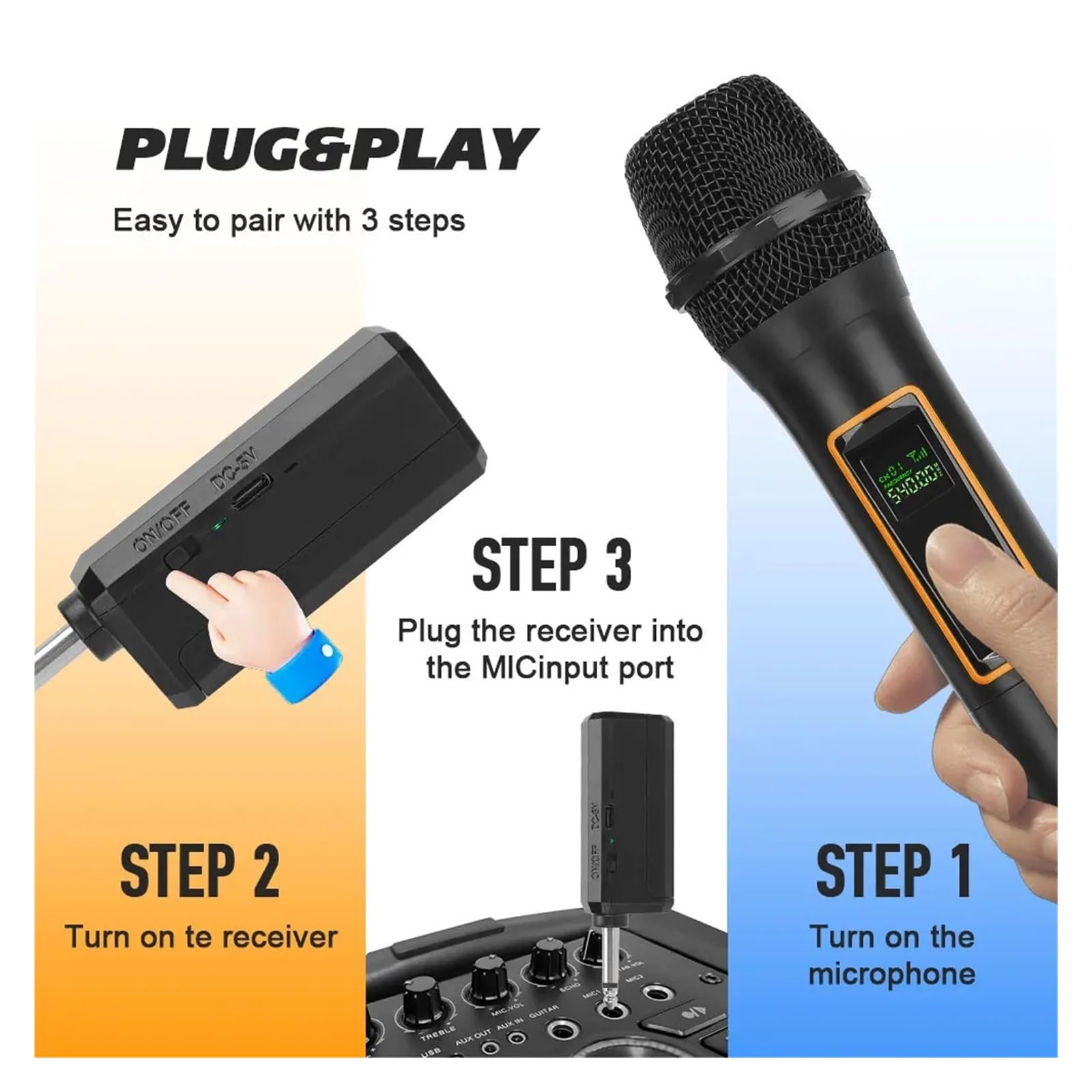 Sistema microfonico portatile con prestazioni for chiesa, matrimonio, karaoke, uso esterno Riproduzione Chiara Del Suono(W6-2)