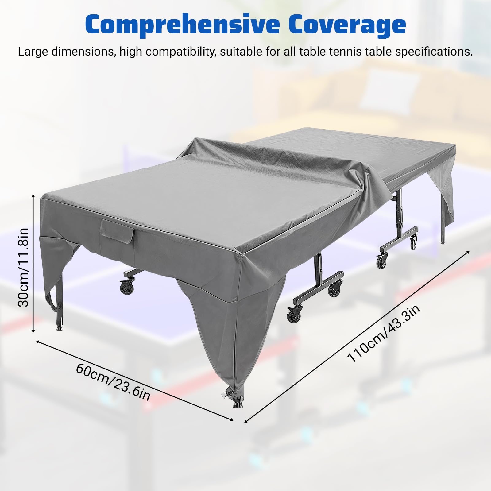 GAESHOW Housse de Table de Ping-Pong Pliable, 280 x 153 x 73cm, Polyester, avec Dispositifs de Verrouillage