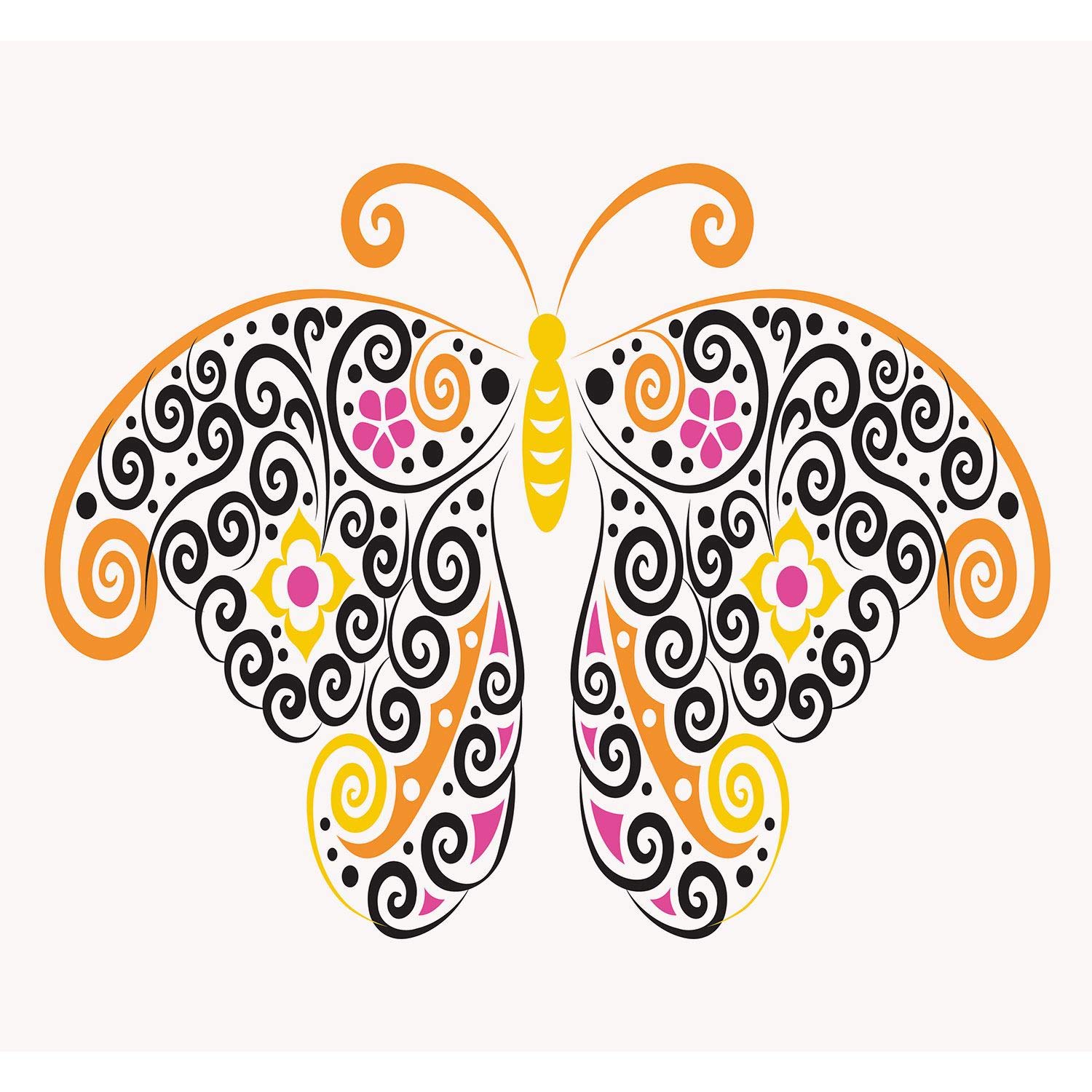 Affiche dessin de papillon arabesque pour raviver un grand mur blanc sans relief