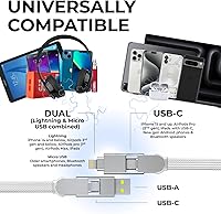 Vista 2 de Rolling Square inCharge XL - Cable de carga múltiple 6 en 1, cable USB portátil y USB-C con potencia de carga ultrarrápida de 100 W, 10 pies9.8 ft
