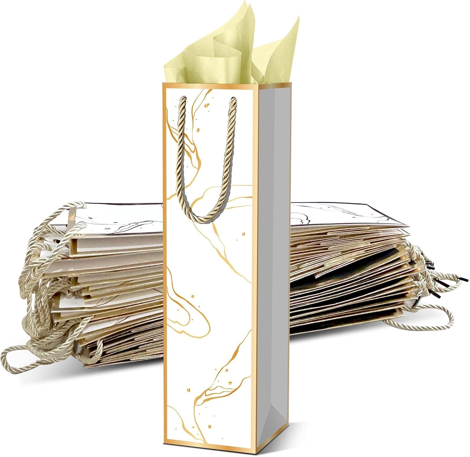 30 Pack Wine Gift Bag with Handles and Tissue Paper Wine Bottle Gift Bags Reusable Liquor Bags for Christmas,Weddings,Birthday,Holiday Party - Image 7