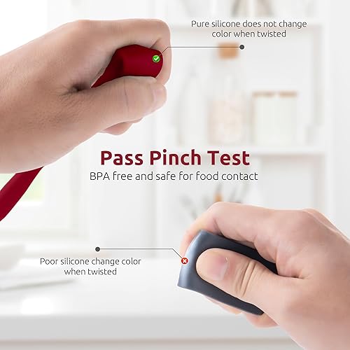 Miniatura 4 de U-Taste Espátula delgada de silicona para tarros 600F resistente al calor de grado alimenticio de 10 pulgadas de largo y estrecha barra de agitación