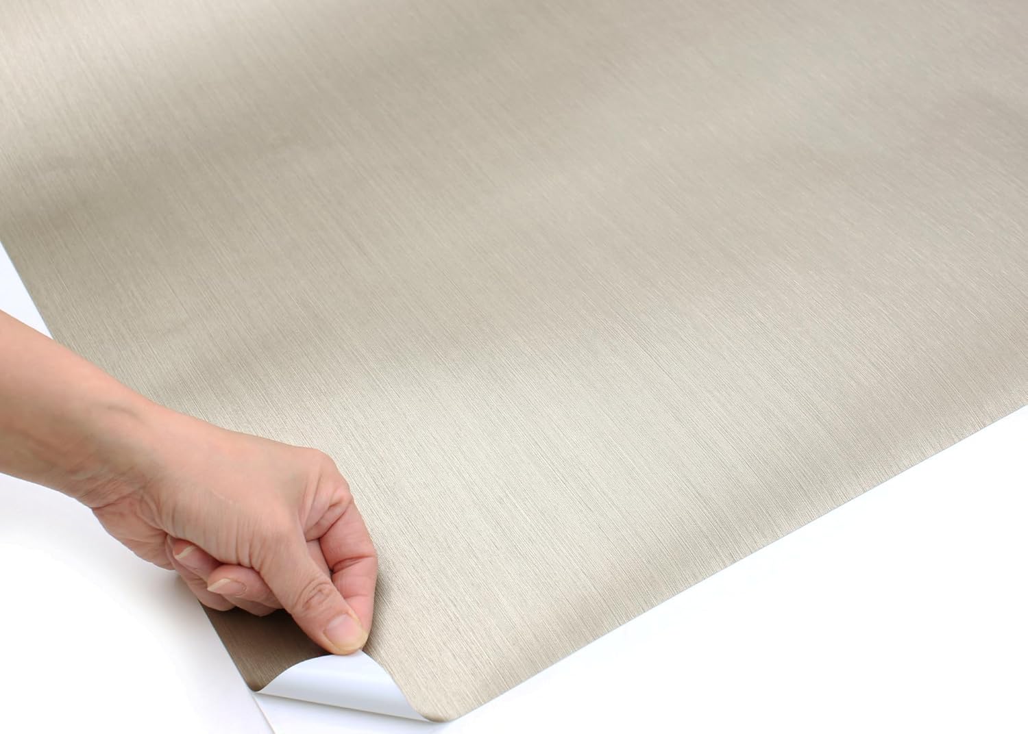 ROSEROSA Peel and Stick Faux Brushed Metal Architectural Film Self-Adhesive Vinyl Film Wallpaper Door Wrap Counter Top Border Mirror Molding Trim RM16