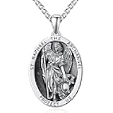 Patron Saint Medals for Men, Amulet Pendant Necklace, Protection Catholic Jewelry Religious Gifts for Men with 2.5mm 22