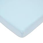 American Baby Company 100% Natural Cotton Fitted Pack and Play Sheet 39 x 27 - Soft & Breathable Pack N Play Sheet for Playpen, Playard & Mini Crib Mattress, Blue, for Boys & Girls