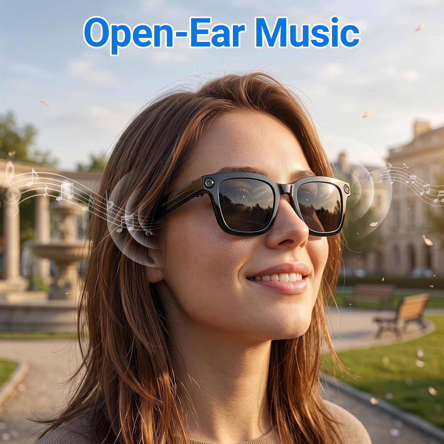 AI Smart Glasses, Video Recording, Real-Time Voice Translator, Open-Ear Audio, Bluetooth & Voice Assistant, Wearable Camera Sunglasses