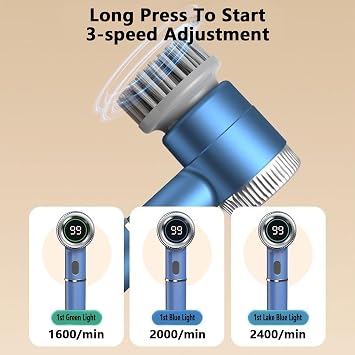 Electric Spin Scrubber,5 Heads Handheld Power Scrubber Electric Cleaning Brush,3 Adjustable Speeds Waterproof Electric Spin Scrubber Cordless Brush for Kitchen Bathroom Tile Bathtub,Toilet,Window