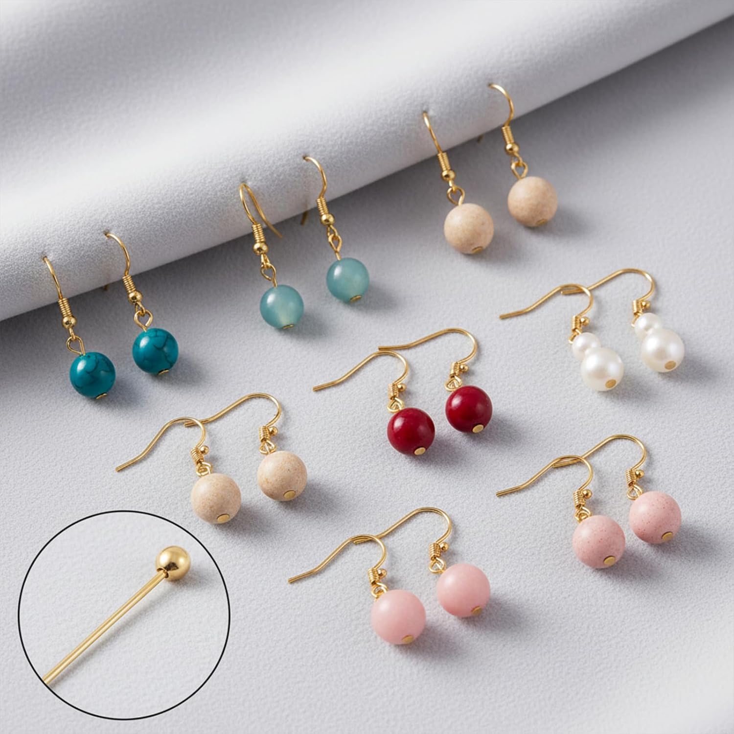 200Pcs Ball Head Pins for Jewelry Making, 40mm/1.57In, Gold Head Pins for Jewelry Making, Beading Pin for DIY Craft Earring Bracelet Necklace Pendant Supplies - Image 7