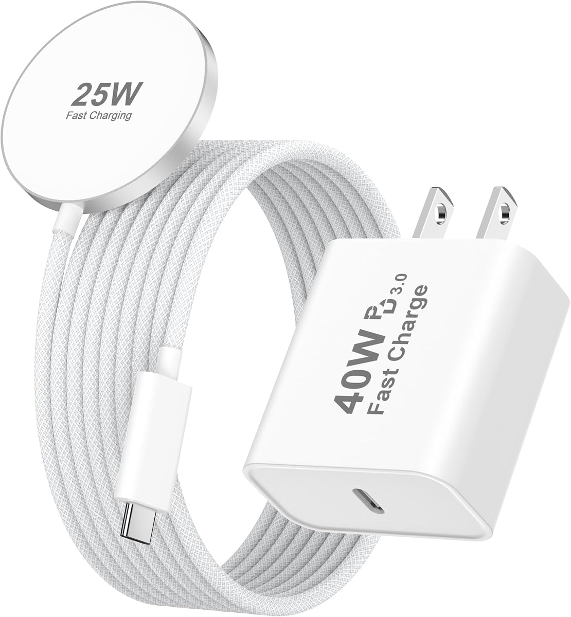 [Apple MFi Certified] 25W Magnetic Wireless Charger Apple Mag Safe Charger | 40W USB C Charger Block & 25W Mag-Safe Wireless Fast Charging Pad, for iPhone 17 16 15 14 13 12 Pro Max/AirPods 4/3/2/Pro