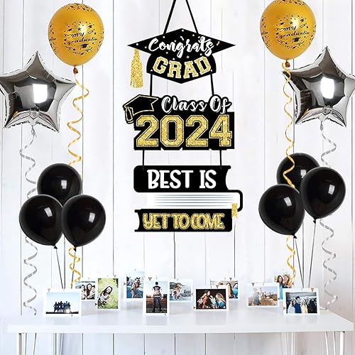 Miniatura 4 de UMISKAM Letreros colgantes de graduación para puerta delantera, corona de bienvenida, decoración de graduación clase de 2023, decoración del hogar,