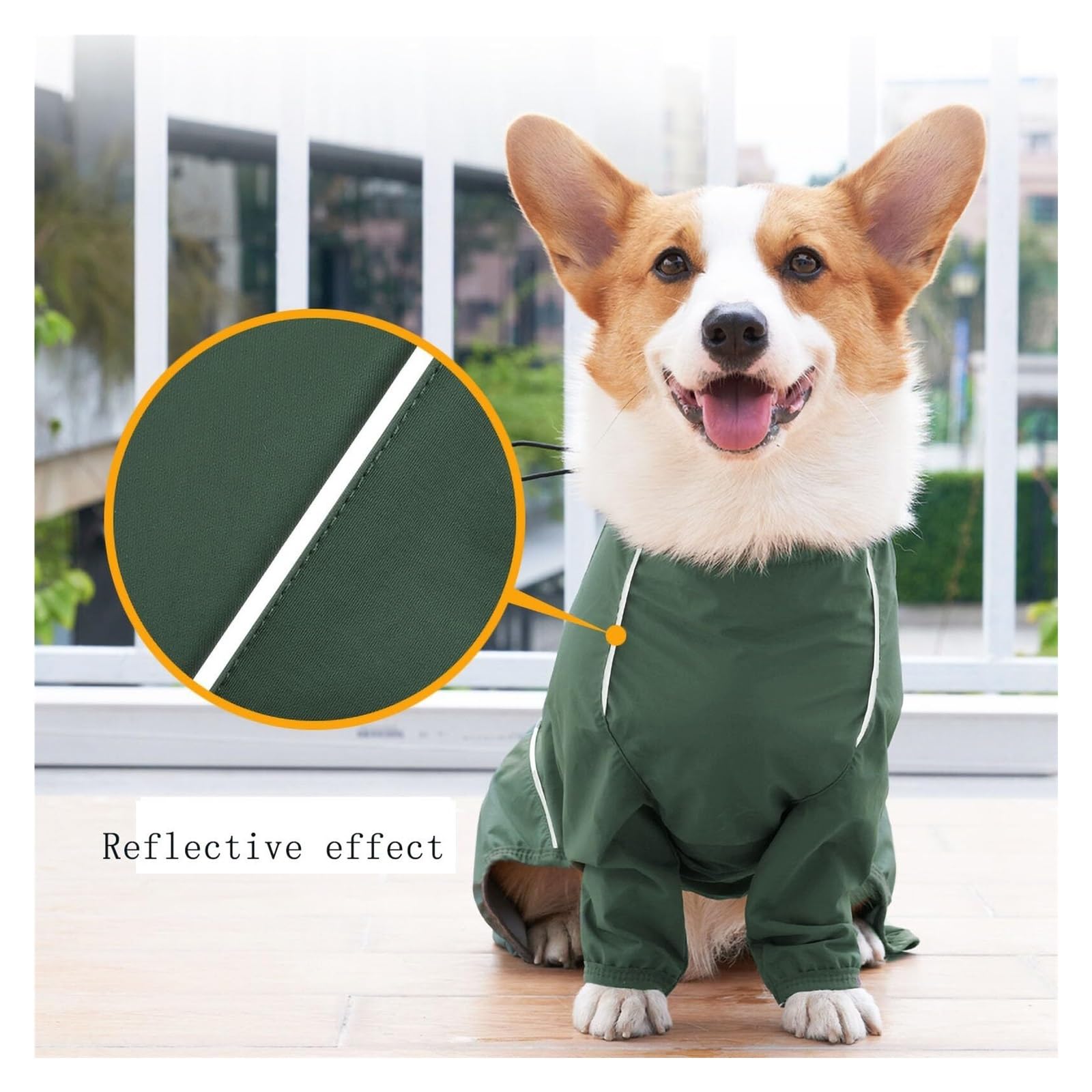 Manteau de pluie d'extérieur pour chien avec bandes réfléchissantes – Veste imperméable et coupe-vent pour toutes les conditions météorologiques, coupe réglable, orange, taille S