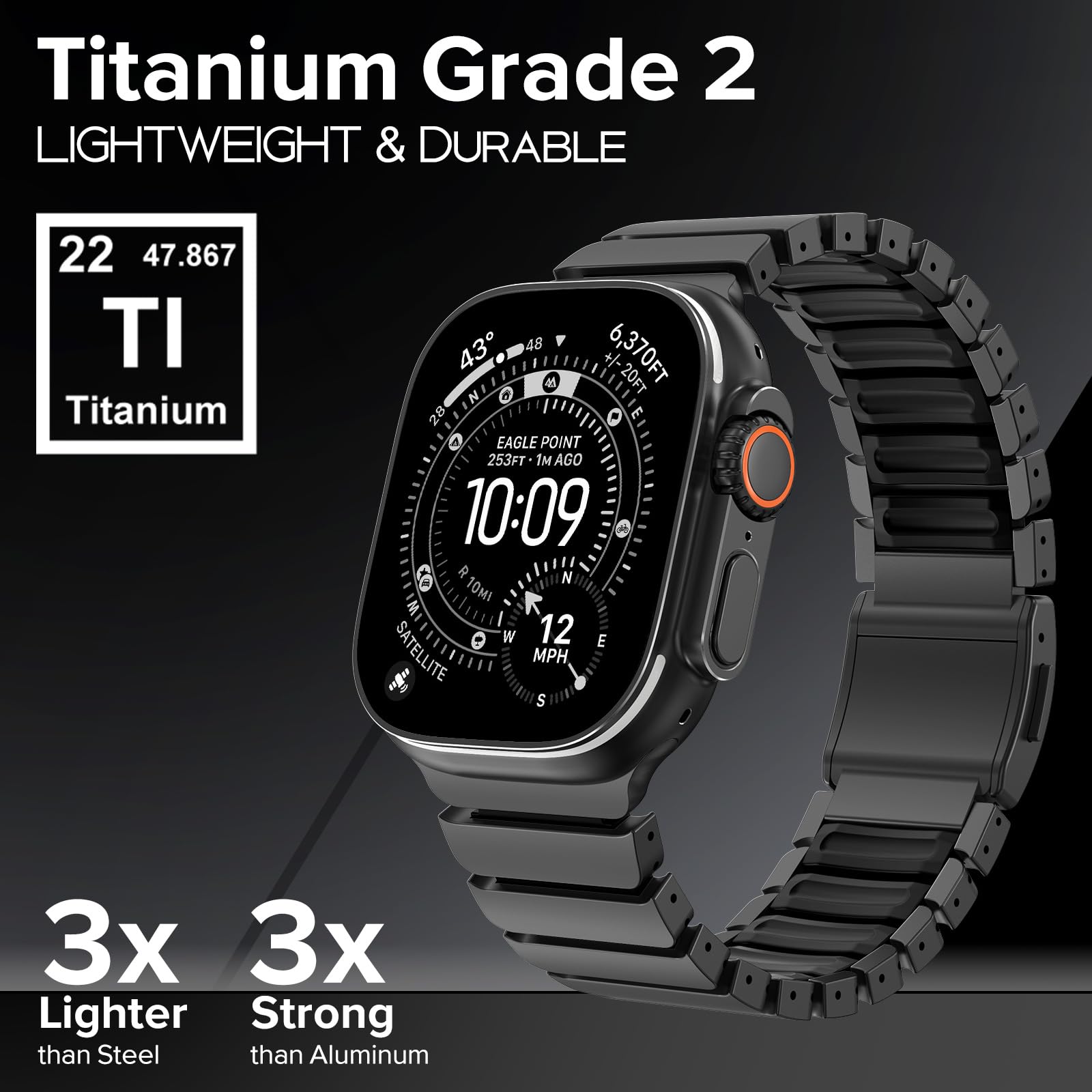 Fullife Correa de silicona de titanio para Apple Watch Ultra 49 mm