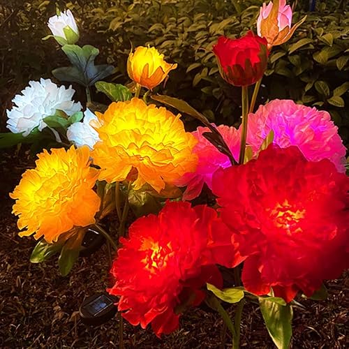 Miniatura 4 de Aolyty Luces solares de jardín de flores, luz solar de peonía para decoración al aire libre, IP65, luces solares de estaca impermeables, paquete de