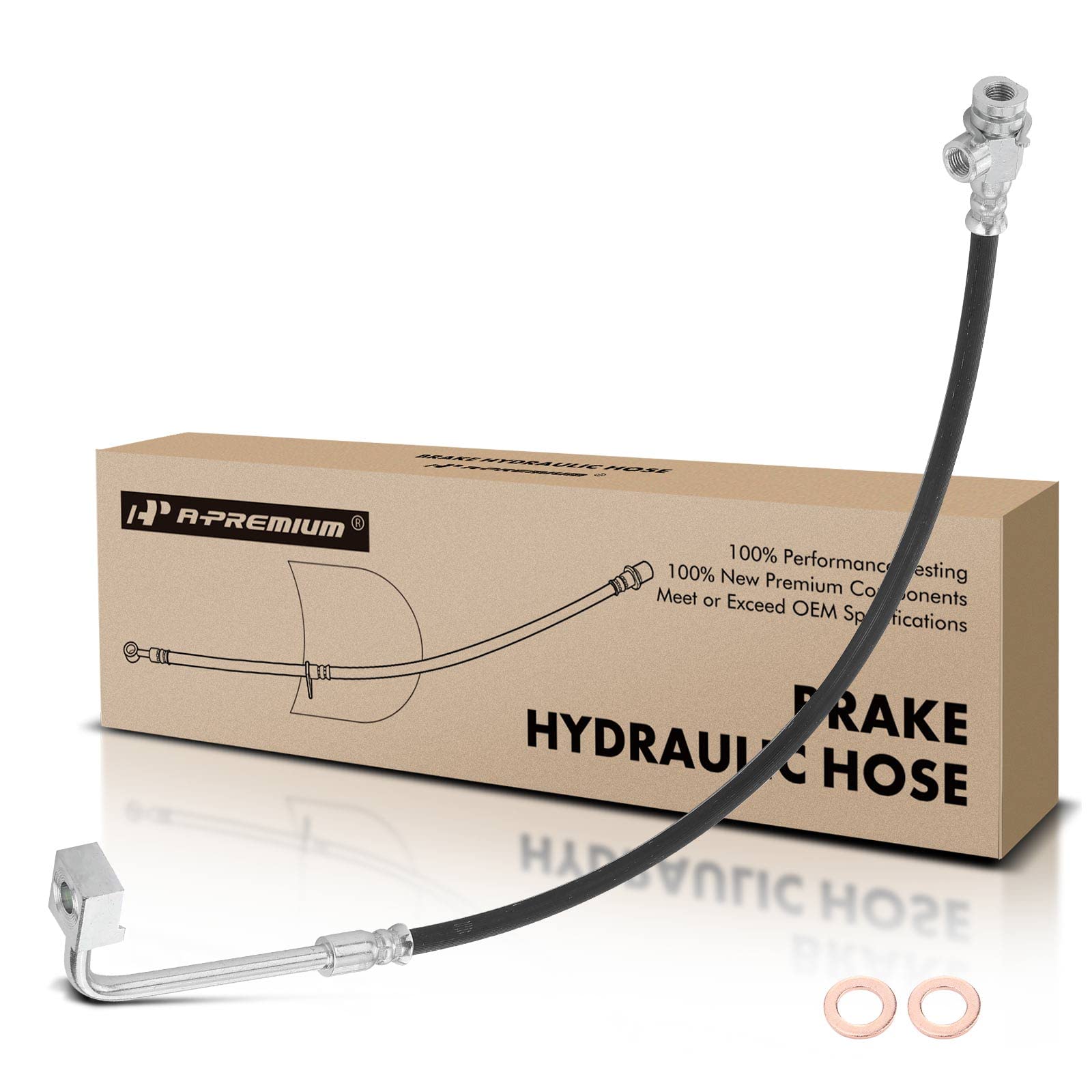 A-Premium Front Driver Brake Hydraulic Hose Compatible with Ford Models - For F-250 1989-1996, For F-350 1990-1994 - Replace# F0TZ2078C