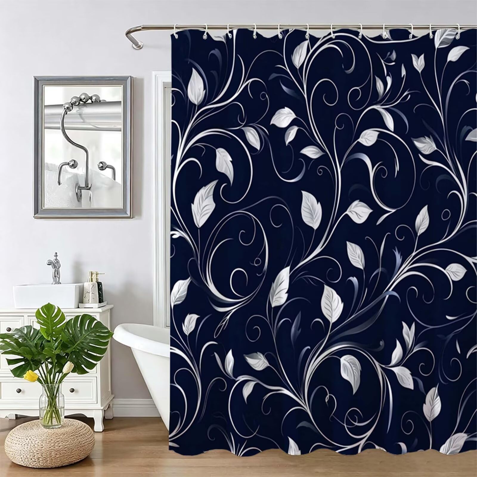 Rideau de douche imperméable lavable en machine 120x150 cm avec lestage bas
