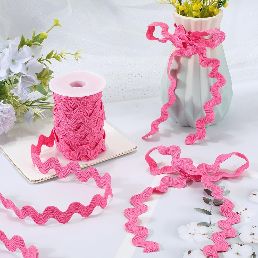 GORGECRAFT 12.5 Yards Rick Rack Trim 13mm Rac Ric Ribbon Wave Bending Fringe Trim Zig Zag Polyester Light Pearl Red Rickrack S Shaped Lace Woven Braided Fabric with Spool for Sewing DIY Crafts - Image 3