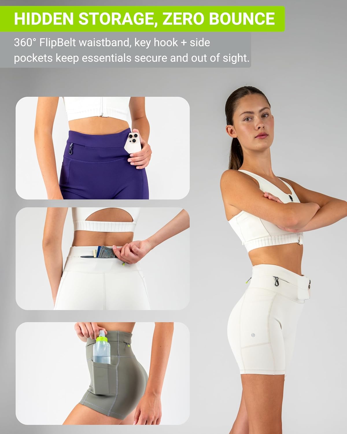 FlipBelt Women’s Compression Shorts – Built-in Running Belt – 3,5,7 Inseam – Running Shorts with Pockets - USA Small Business - Image 3