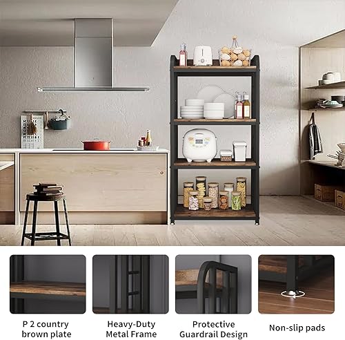 Miniatura 8 de Soporte para horno de microondas con almacenamiento de 4 niveles, soporte para horno de microondas de pie, barra de café, estantes de cocina