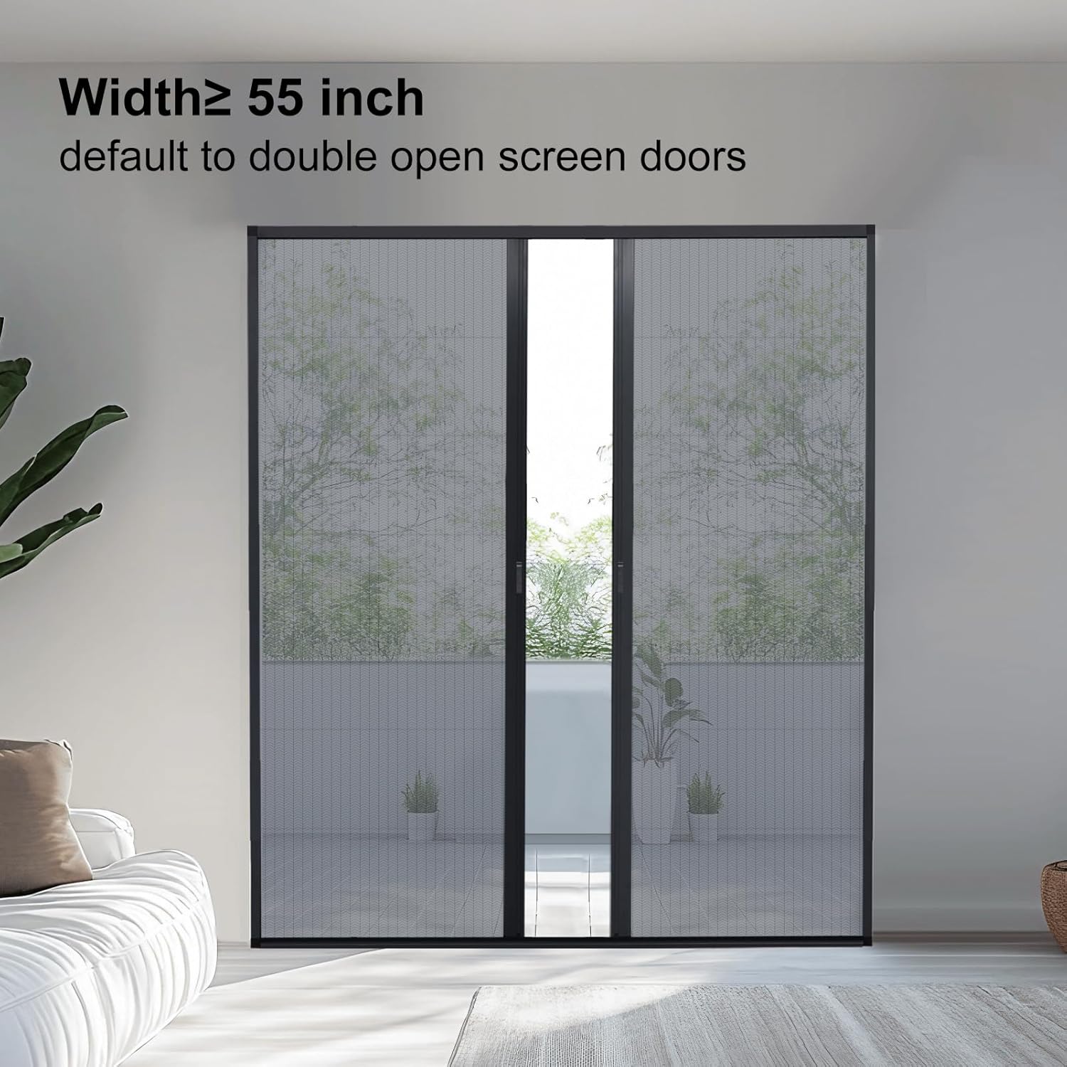 MaKefeile No-Drilling Sliding Screen Doors with Track Retractable Screen Door Retractable Screen Windows French Screens Door Front Patio Doors Custom Size（Black Frame）
