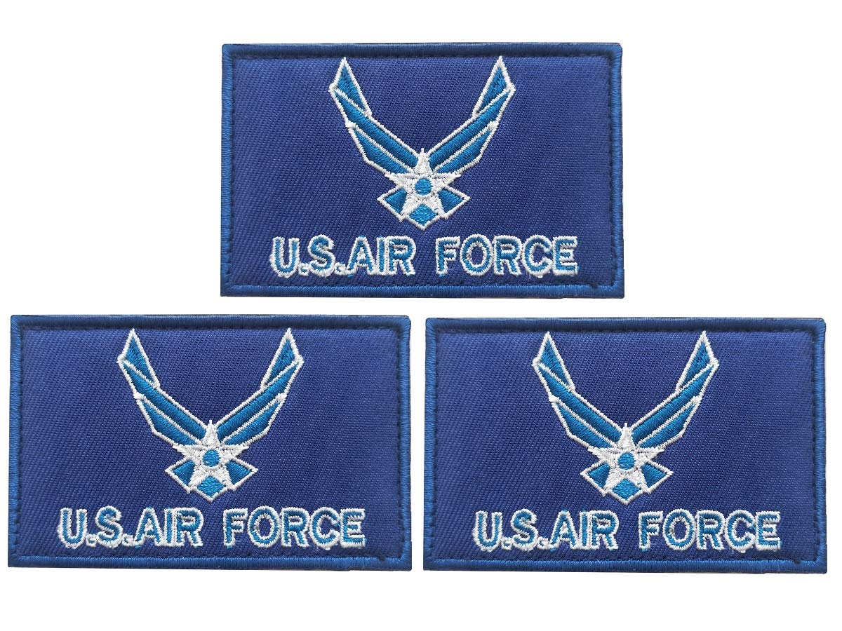 JAVD3Pack USA Air Force Wings Flag Patch, Embroidery, Wing, Flag,Military, Fabric Applique Patch, Sew-on, Polyester, 3.2 inches x 2 inches