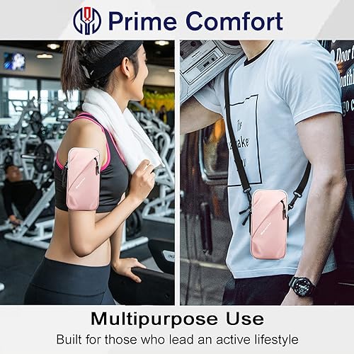 Vista 35 de Soporte para teléfono, bolsa cruzada pequeña con banda para el brazo, se adapta a iPhone y Android, uso para correr, caminar, senderismo y ciclismo