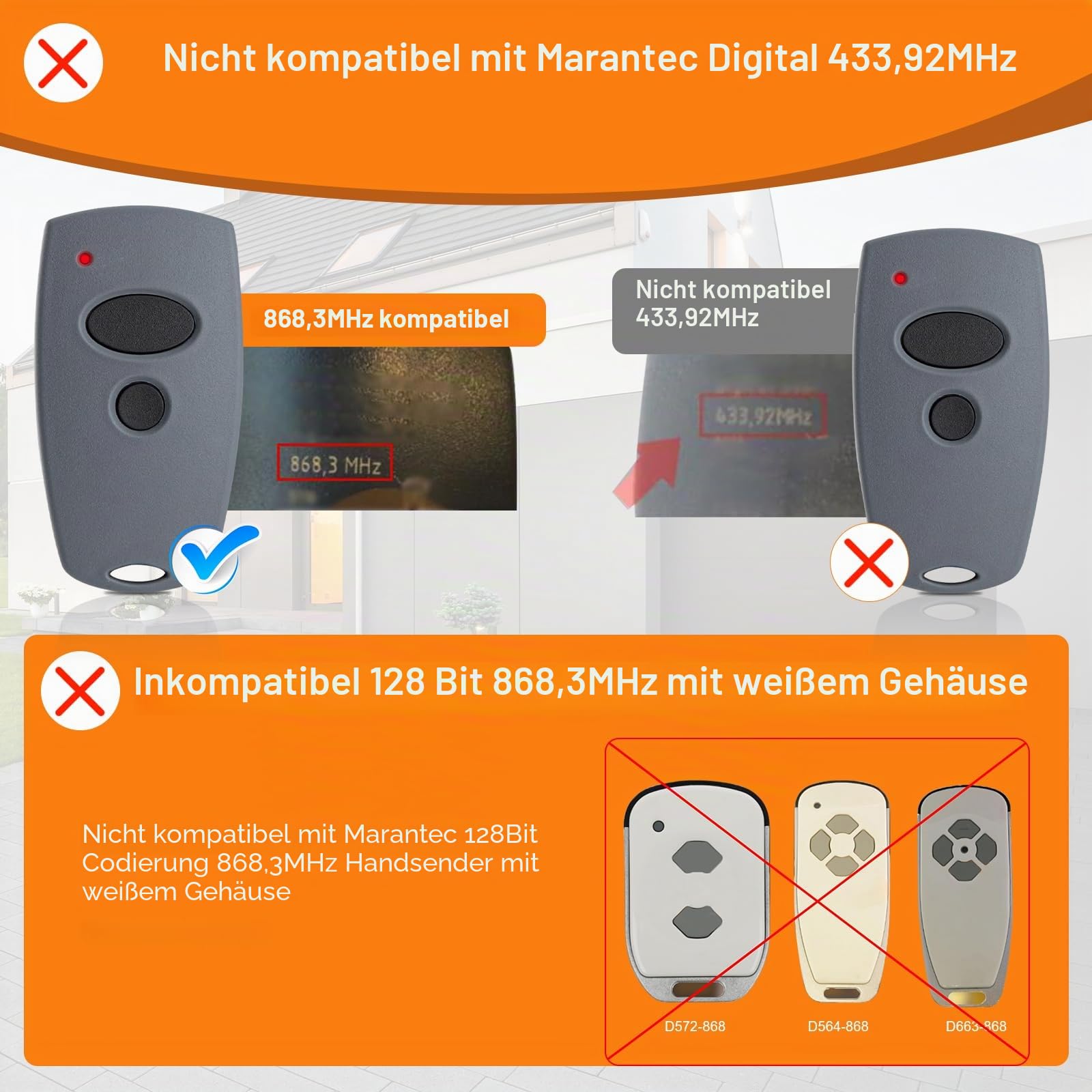868,3 MHz Garagentoröffner Handsender für Marantec, Garagentor Fernbedienung für Marantec D302 D384 D304 D313 D321 D323 D131, 2PCS