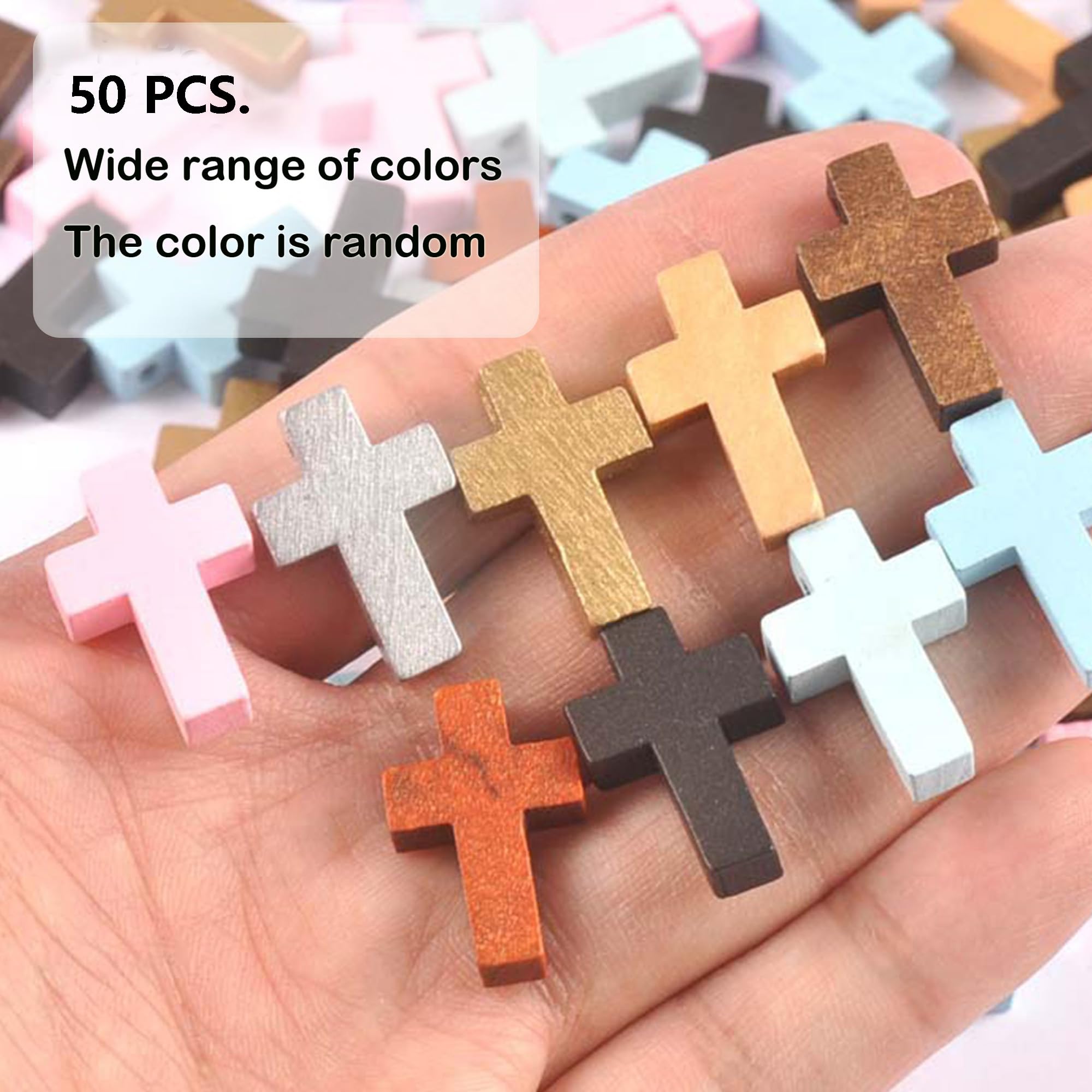 50 Ciondoli Croce In Legno Per Fai Da Te - Pendenti Per Gioielli, Decorazioni Pasqua E Comunione - Foto 10