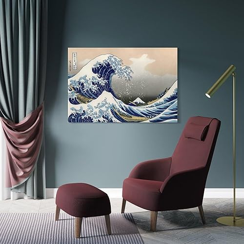 Miniatura 4 de BGGJJ The Great Wave Painting Retro Poster Canvas Wall Art Poster For Room Aesthetic And Decor For Bedroom Living Room Bathroom Kitchen Office Decor