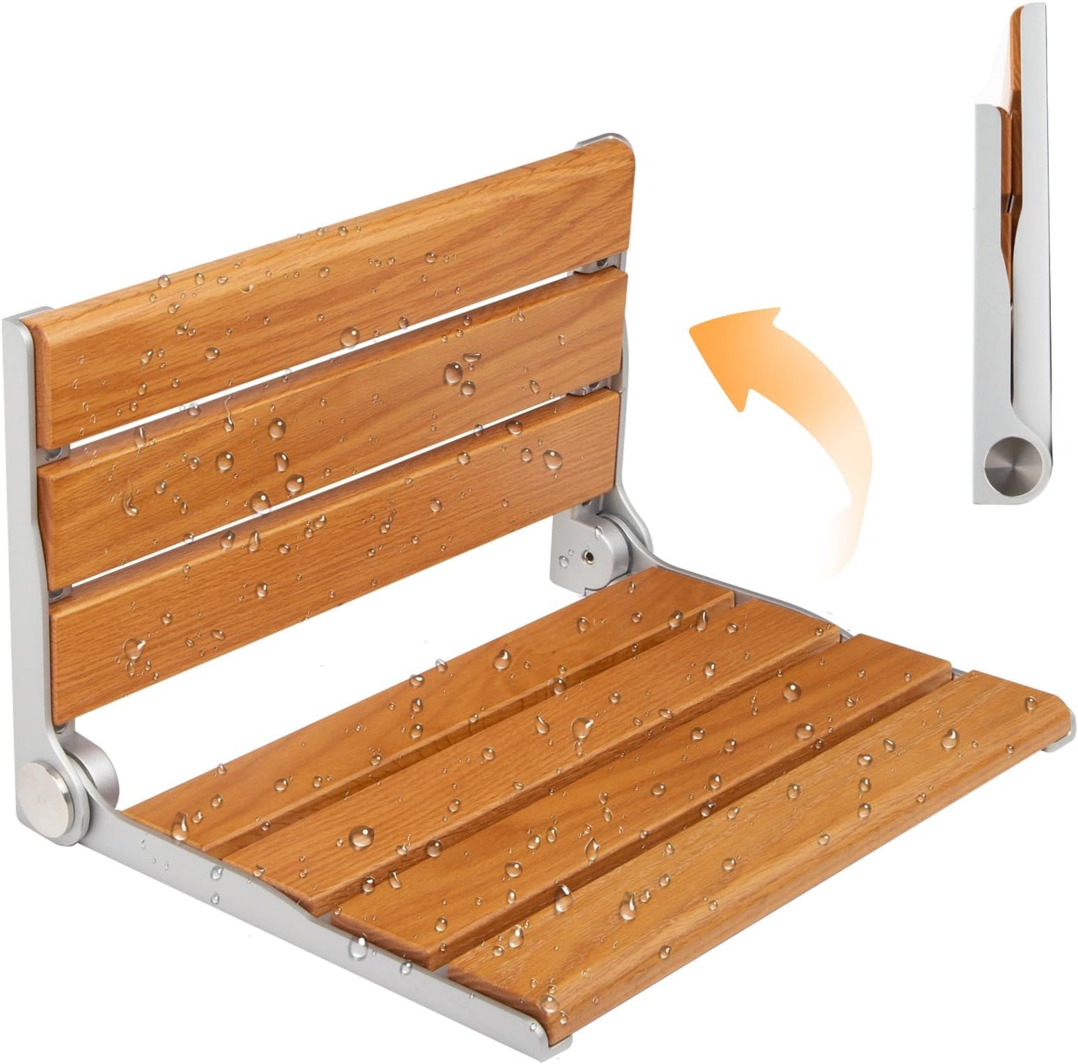 Amazon.com: Folding Shower Seat Wall Mounted Shower Bench Teak Folding ...