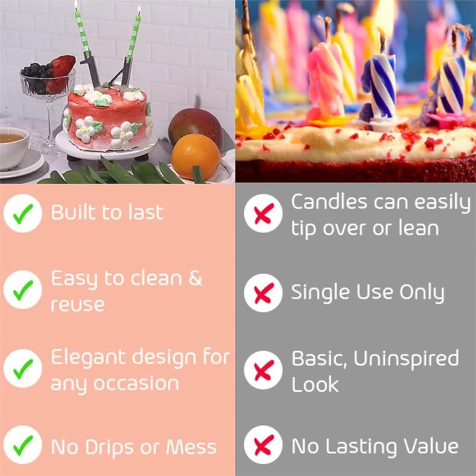 Ensemble De Bougeoirs Chiffres Réutilisables Pour Anniversaire Bougeoirs, Décorations Numériques Pour Gâteaux D'anniversaire, Supports De Bougies Réglables, Décorations D'anniversaire(3Sets)