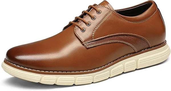 Bruno Marc Men's Crossflex Dress Sneakers Casual Oxford Formal Shoes,Size 12,Brown,GRANDPLAIN