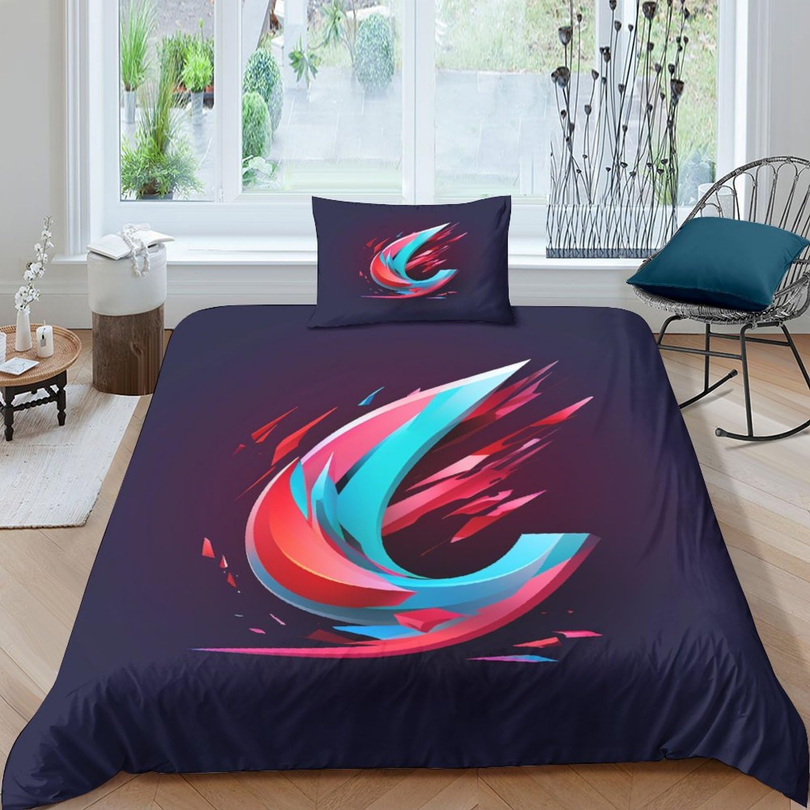 Parure de lit 3D en microfibre premium douce housse de couette 135x200cm moderne