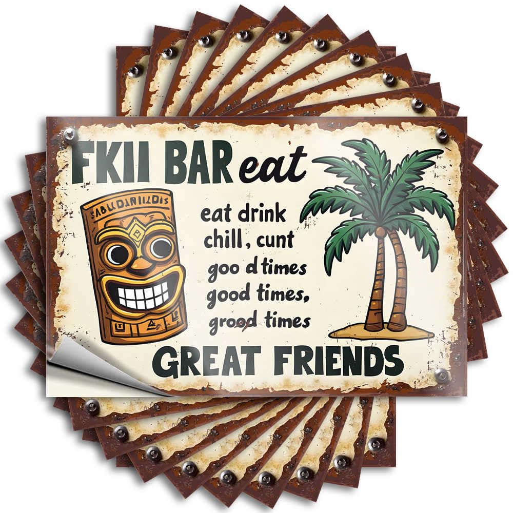 Stickers - Western Bathroom Hat Relax, Enjoy Good Times with Great Friends At Fkii Bar for Standing Vintage Outdoor Decor(12X18CM)