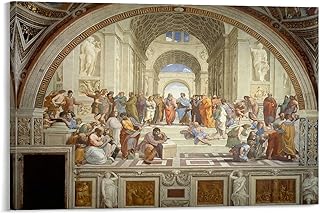 Stampa artistica su tela con pittura a olio rinascimentale Raffaello della Scuola di Atene e stampa artistica da parete, 30 x 45 cm