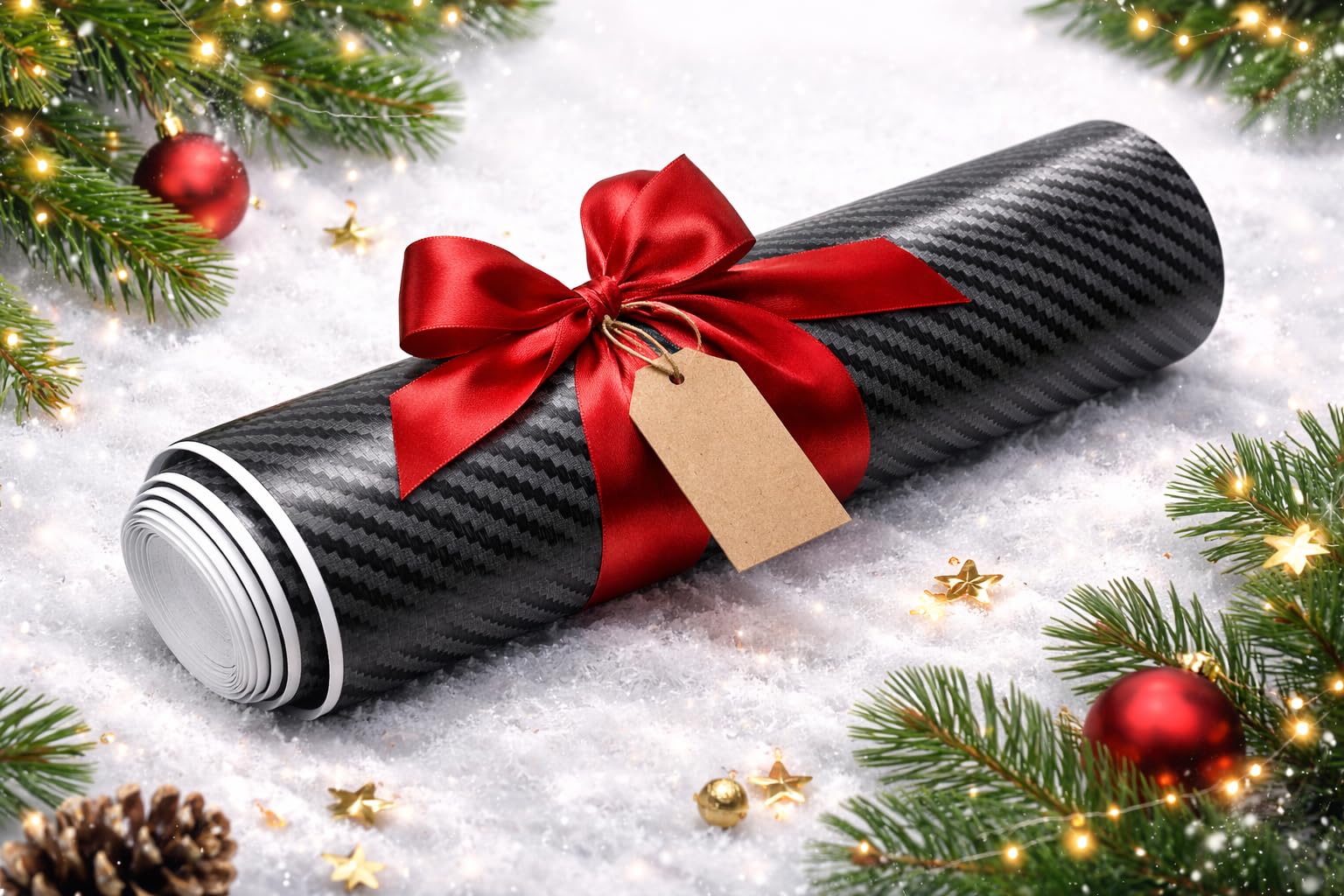 SIA VENDORS 30 x 121 cm Vinyl Car Wrap Christmas Gift Self Adhesive 3D Carbon Fiber Textured Sheet Roll Car Bike Wrapping Sticker Decal Film Car DIY Interior Exterior