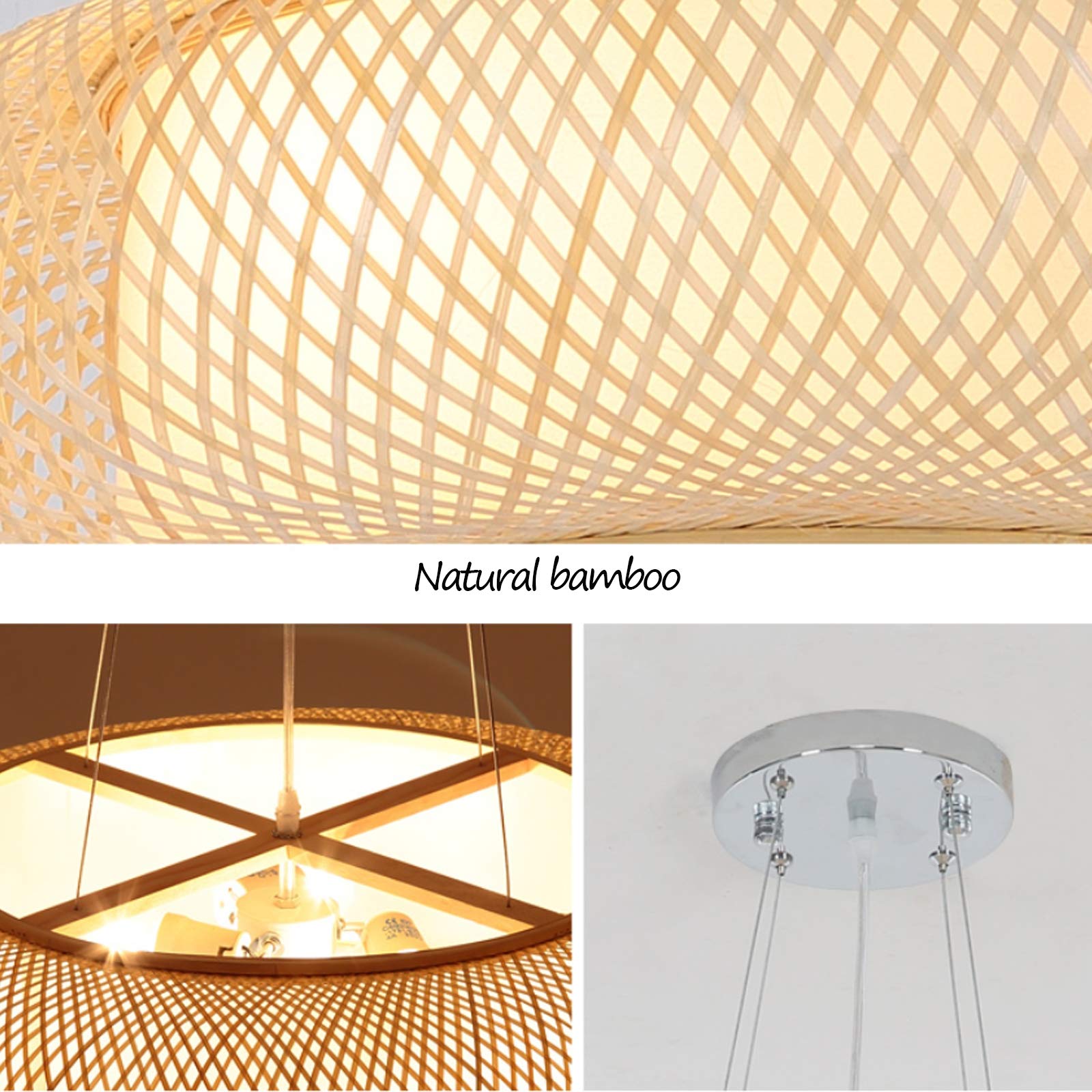 Pendellampe Retro Bambus Gewebte Kronleuchter Land Natürlichen Bambus Pendelleuchte Handgewebten Hängeleuchten E27 Höhenverstellbare Deckenlampe Restaurant Teestube Deko Korridor Nacht Hängelampe,80cm